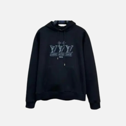 Louis Vuitton Pearl-Embellished Hoodie in black cotton
