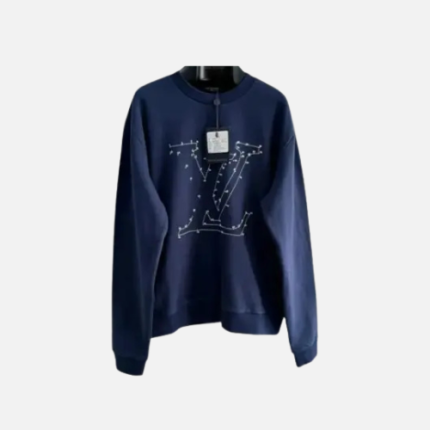 Louis Vuitton LV Stitch Print Embroidered Crewneck Sweatshirt in navy blue