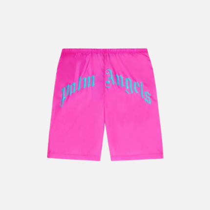 Palm Angels Curved Logo Swim Shorts Hot Pink