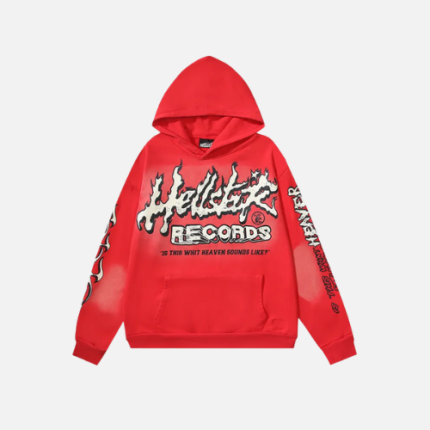 Hellstar Hell Red Flare Star Retro Washed Distressed Print Hoodie Red