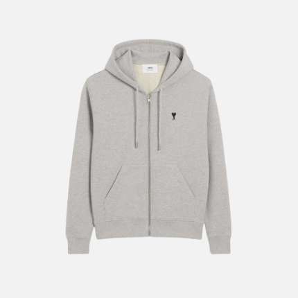 Hoodie Grey Texture With Mini Heart Ami