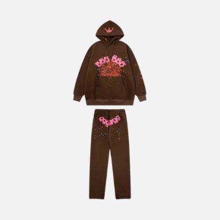 Sp5der Tracksuit Brown and Pink