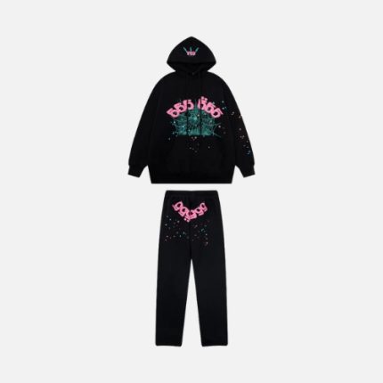 Sp5der Tracksuit Black and Pink