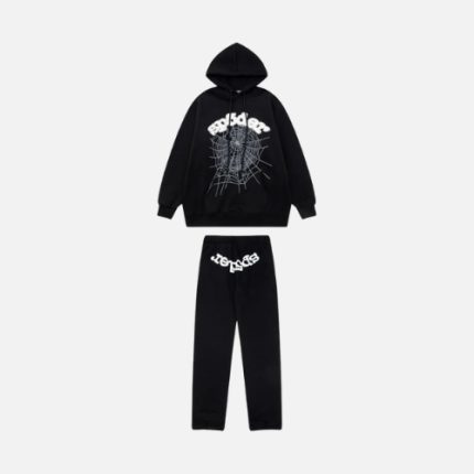 Sp5der Tracksuit Black White