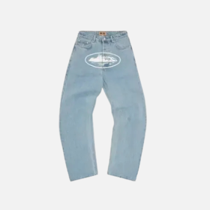 Corteiz Alcatraz Baggy Jeans Washed Blue Color