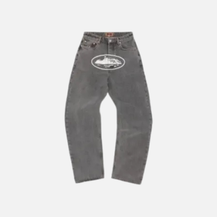 Corteiz Island Baggy Jeans Light Grey Or Stonewash Color