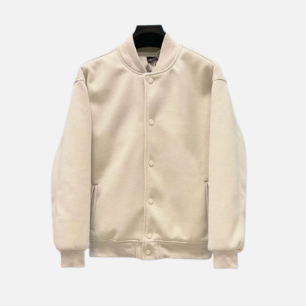 Stussy Sport Melton Varsity Jacket Cream White