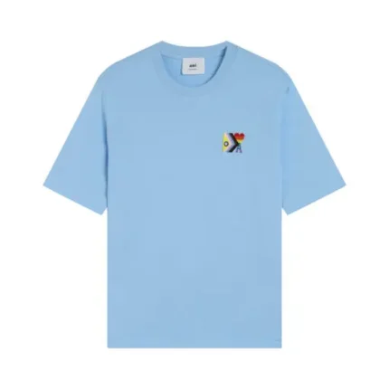Ami Paris Pride Organic Cotton T-Shirt Sky Blue