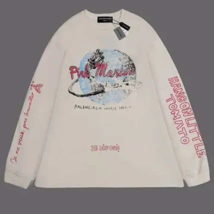 Balenciaga Pink Mantini Sweater Cream
