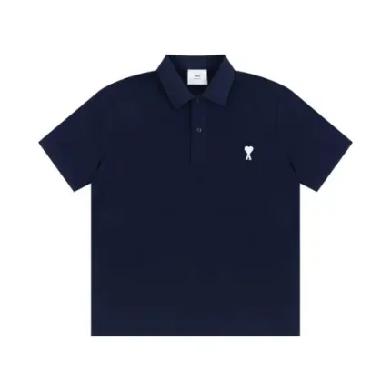 Ami Paris Polo T-Shirt Navy Blue