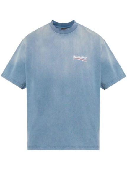 Balenciaga Logo-Print T-Shirt Blue