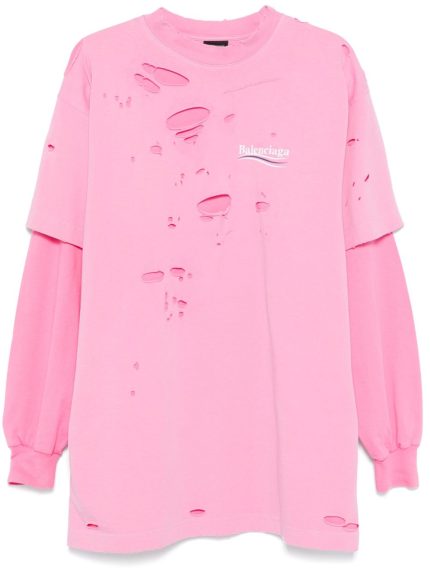 Balenciaga Destroyed Layered T-shirt Blush Pink