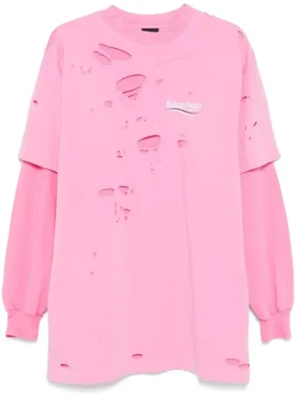 Balenciaga destroyed layered T-shirt blush pink