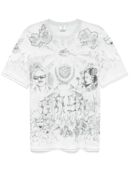 Casablanca tattoo-print mesh T-shirt
