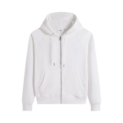 Ami Paris Ami De Coeur Zip-Up Hoodie White