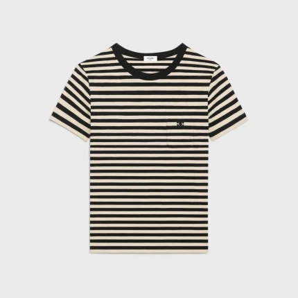 triomphe regular t-shirt in striped jersey black beige