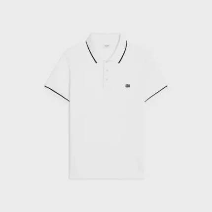 celine classic polo shirt in cotton piqué white
