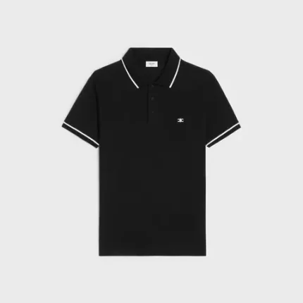 celine classic polo shirt in cotton piqué black