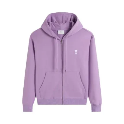 Ami Paris Ami De Coeur Zip-Up Hoodie Pink