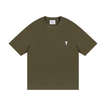 AMI Paris Cropped T-Shirt Olive Green