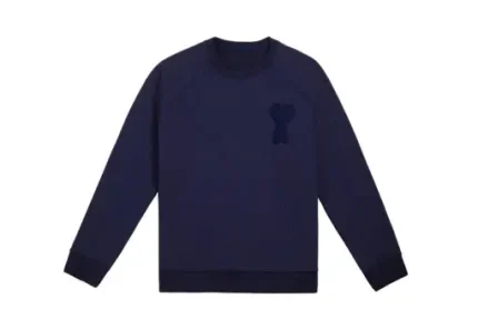 Ami Paris De Coeur Patch Sweatshirt Navy Blue