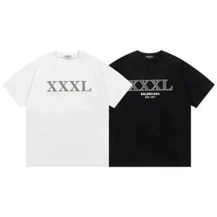 Balenciaga XXXL Logo-Embroidered Cotton T-Shirts White & Black