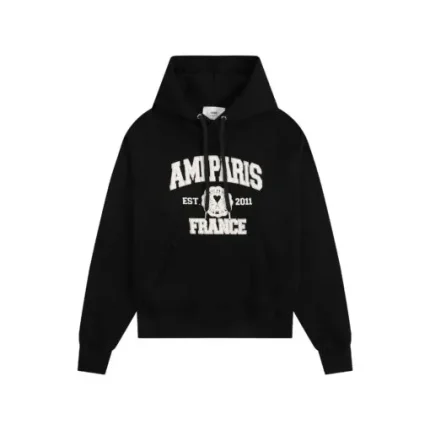 Ami Paris Black Logo Print Hoodie