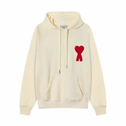 Ami Paris De Coarse Wool Hoodie White