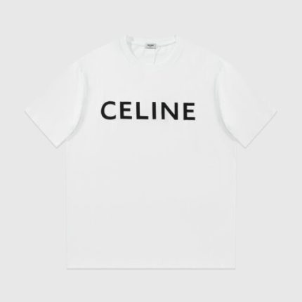 Celine T-shirt Cotton Jersey With A Logo Print White
