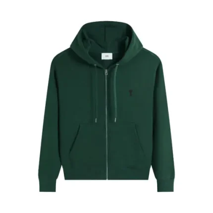 Ami Paris Ami De Coeur Zip-Up Hoodie Green