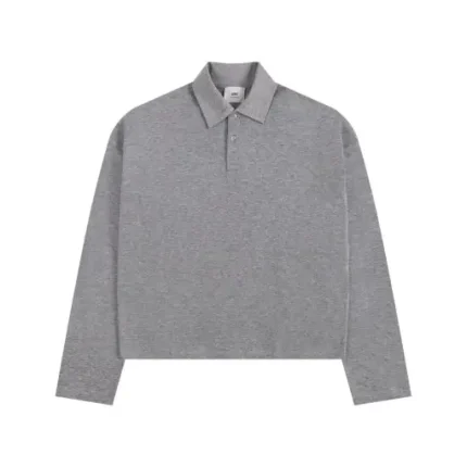 Ami Long Sleeve Polo Shirt Gray