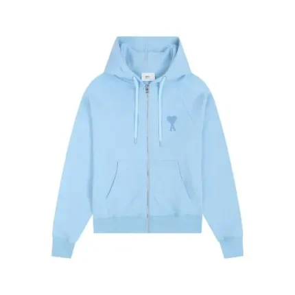 Ami Paris Coeur Zipped Sweatshirt Sky Blue