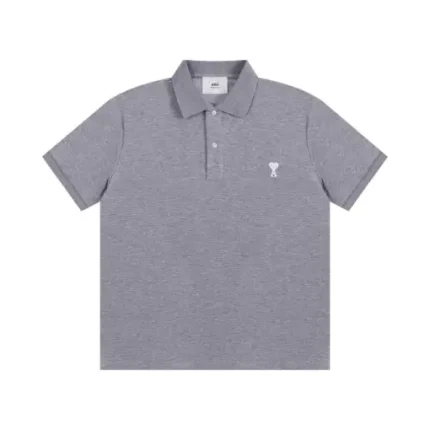 Ami Paris Polo T-Shirt Gray