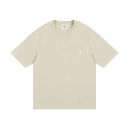 AMI Paris Cropped T-Shirt Cream White