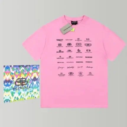 Balenciaga All Logos T-Shirt Pink