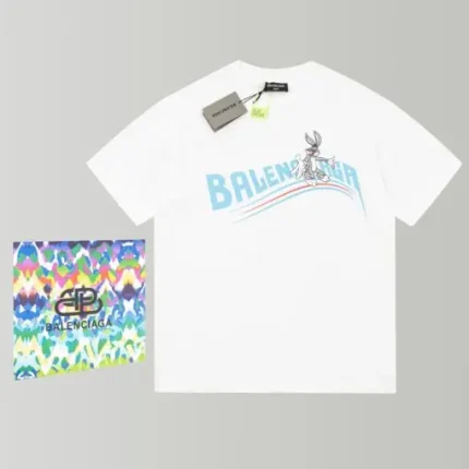 Balenciaga Wave Logo Micky T-Shirt White