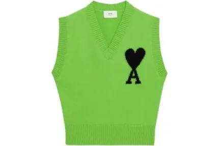 Ami Paris Ami de Coeur Merino Wool Sleeveless Sweater Green/Black
