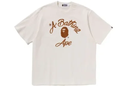 BAPE Chain Stitch College Relaxed Fit Tee Ivory
