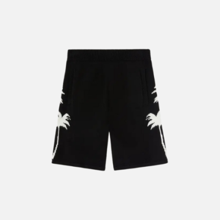 Palm Angels Palm Tree Intarsia Elastic Waist Knitted Shorts Black