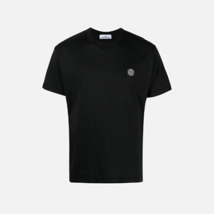 Stone Island Logo-Patch Garment-Dyed Cotton-Jersey T-shirt Black