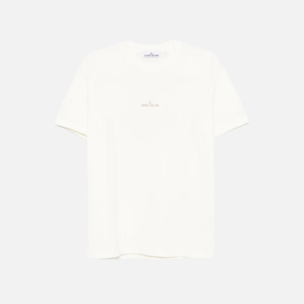 Stone Island Logo-Print T-shirt Ecru Cotton Jersey