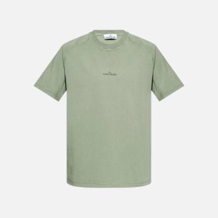 Stone Island Institutional Print Garment-Dyed T-Shirt Sage Green