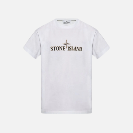 Stone Island Logo-Embossed Cotton T-shirt White