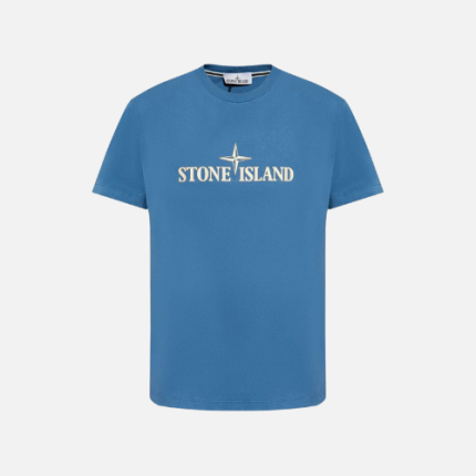 Stone Island Logo-Embossed Cotton T-shirt Blue