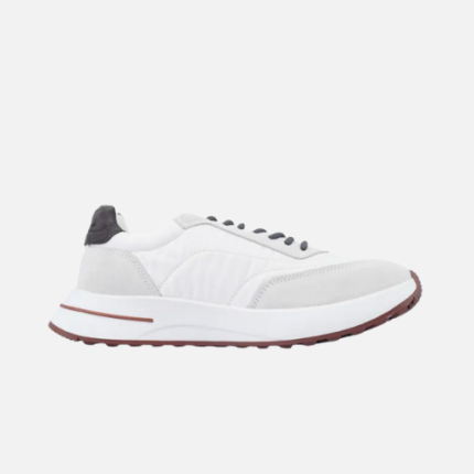 Loro Piana Week End Walk Suede-Trimmed Shell Sneakers White