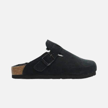 Birkenstock Boston Shearling Suede Leather Black