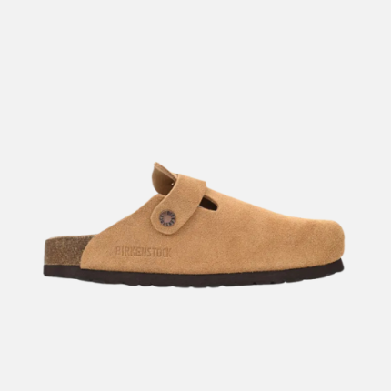 Birkenstock Boston Suede Cork Brown Pattern Footbed