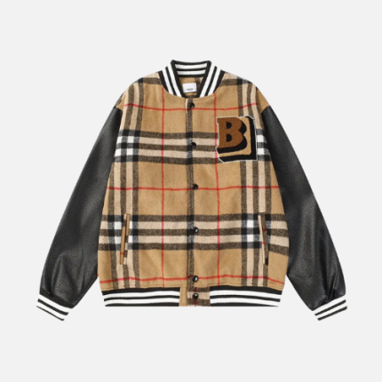 Burberry Jacket White Brown Check & Black