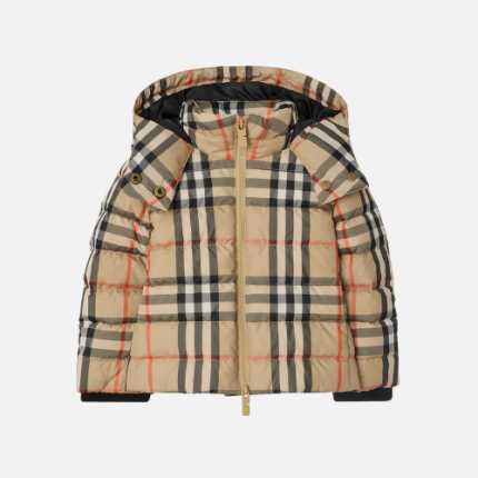Burberry Kids Check Hooded Puffer Jacket