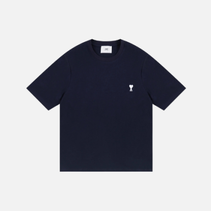 AMI Paris Ami de Cœur T-shirt Navy Organic Cotton Jersey